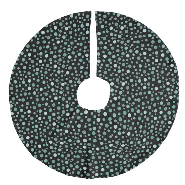 Mint Dots Faux Linen Tree Skirt (Front)