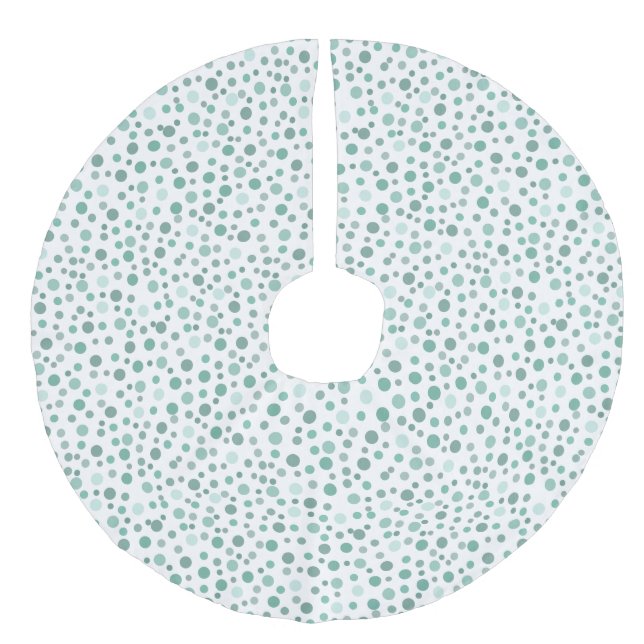 Mint Dots Faux Linen Tree Skirt (Front)