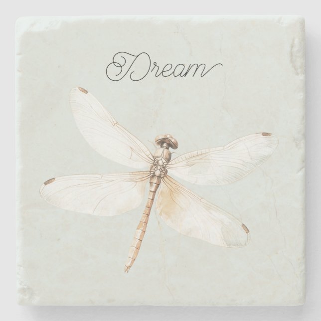 Mint Dragonfly Dream Stone Coaster (Front)