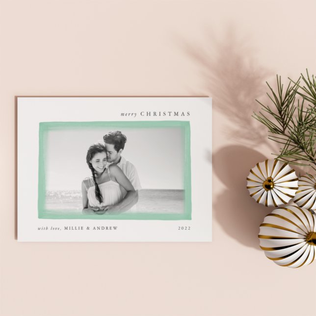 Mint | Dreamy Wish Merry Christmas Photo Holiday Card (Creator Uploaded)