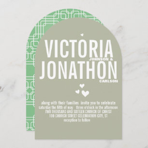 Mint Driftwood Modern Pattern Typography Wedding Invitation