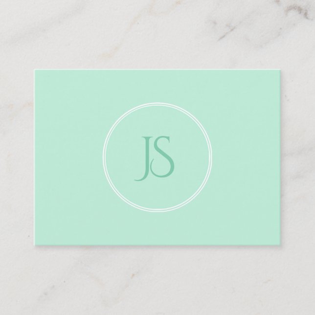 Mint Elegant Green Template Monogram Simple Business Card (Front)