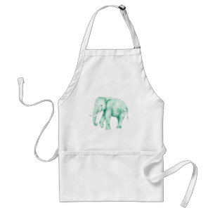 Mint Elephant with Jungle Leaves Standard Apron
