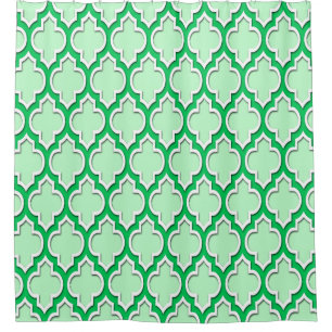 Mint Emerald Green White XL Moroccan #4DS Shower Curtain