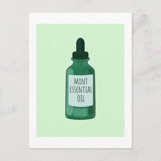 Mint Essential Oil Bottle Drawing Postcard (Front)