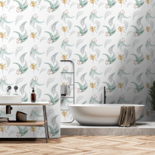 Mint Eucalyptus Branches Watercolor Art Wallpaper