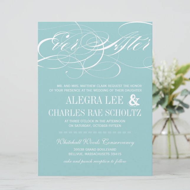 Mint Ever After Chalkboard Invitation (Standing Front)