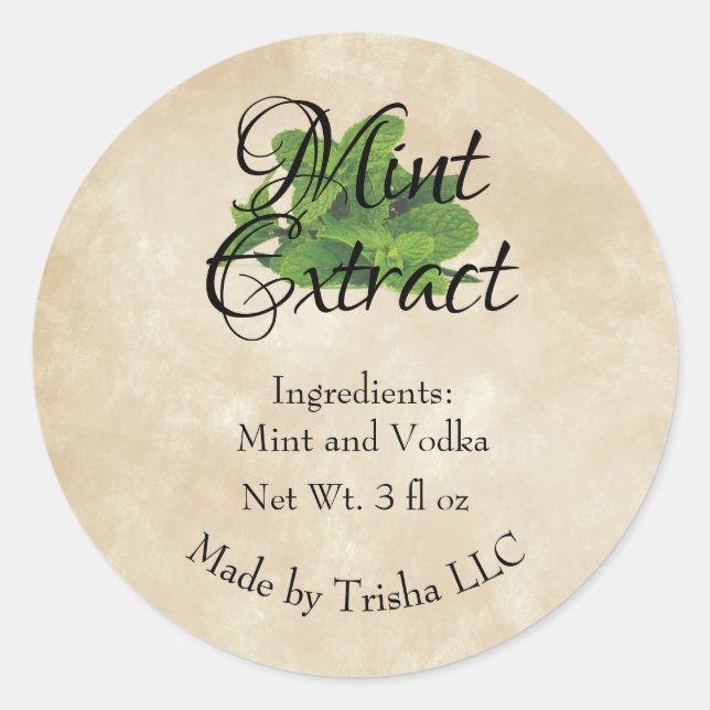 Mint Extract Custom Sticker Labels (Front)