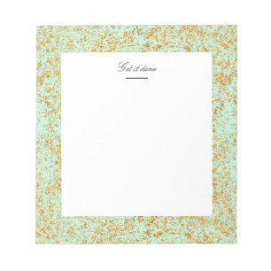 Mint & Faux Gold Glitter Dust Notepad
