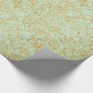 Mint & Faux Gold Glitter Dust Wrapping Paper