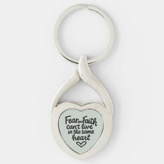 Mint Fear and Faith Inspirational Christian Quote  Key Ring