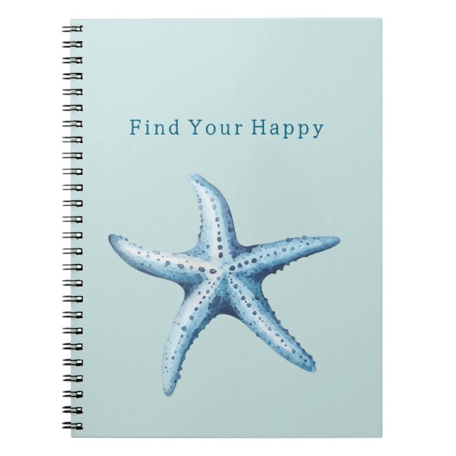 Mint Find Your Happy Blue Starfish Notebook (Front)