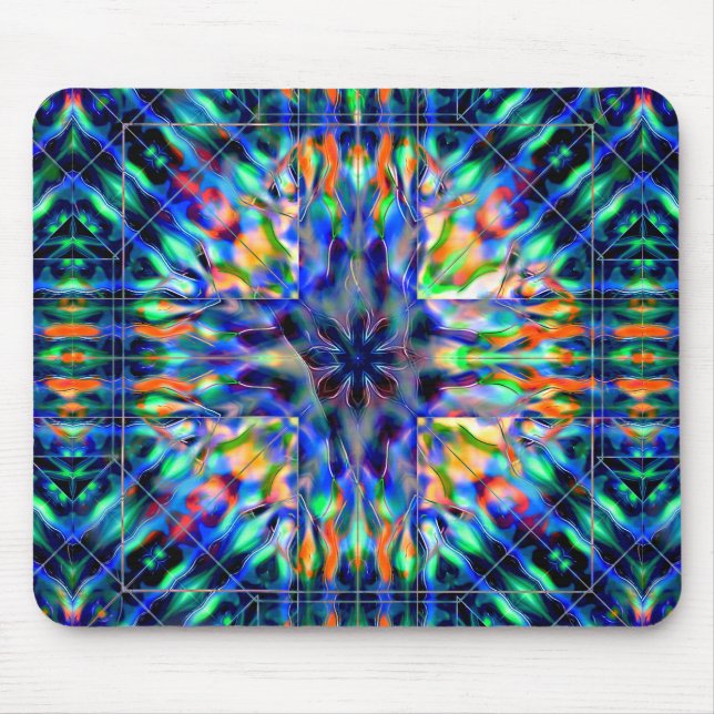 Mint flaming ball under acrylic piece out of focus mouse pad (Front)