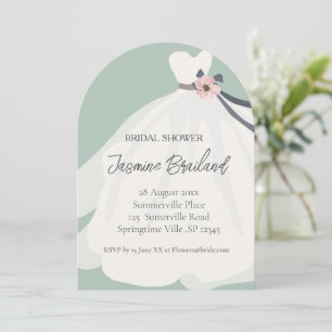 Mint Floral Bride Gown Bridal Shower  Invitation