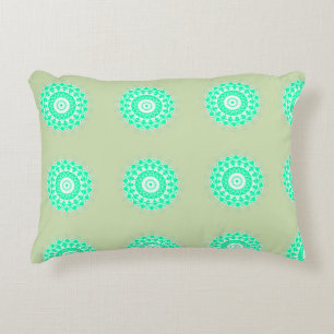 Mint Floral Mandala Decorative Cushion
