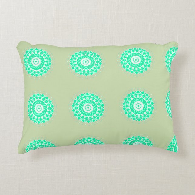 Mint Floral Mandala Decorative Cushion (Front)