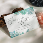 Mint floral succulents. Winter cactus wedding Save The Date<br><div class="desc">Watercolor mint floral succulents Save the Date with elegant script for winter wedding.</div>