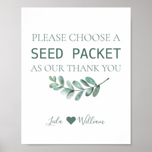 Mint Floral Wildflower Seed Wedding Favor Packets Poster