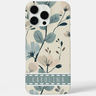Mint Flower iPhone 16 Case, Personalised Name Case