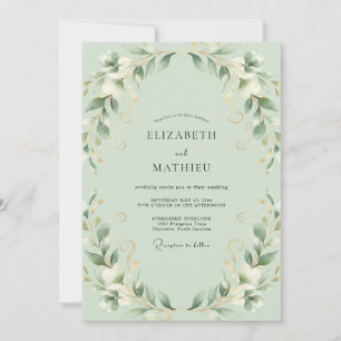 Mint Foliage Eucalyptus Wedding Invitation