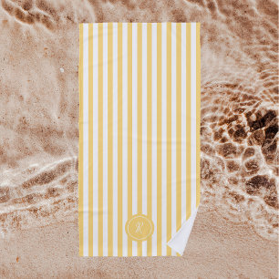 Mint French Beach Stripe Personalised Monogram Towel