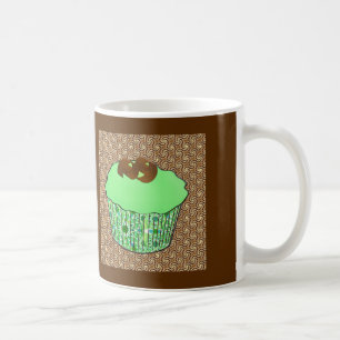 Mint Frosted Chocolate Cupcake, Fractal Background Coffee Mug