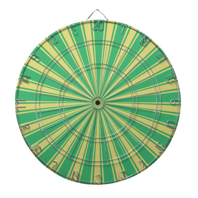 Mint Funky Sun Rays Retro Stripes Dartboard (Front)