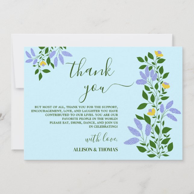 Mint Garden Flowers Wedding  Thank you Invitation (Front)