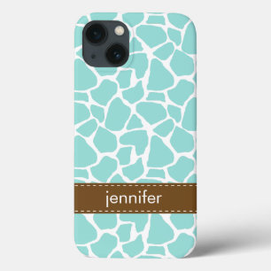 Mint Giraffe Pattern iPhone 13 Case