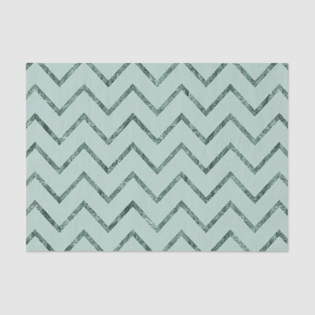 Mint Glam Chevron Zigzag Stripes Tissue Paper (Front)