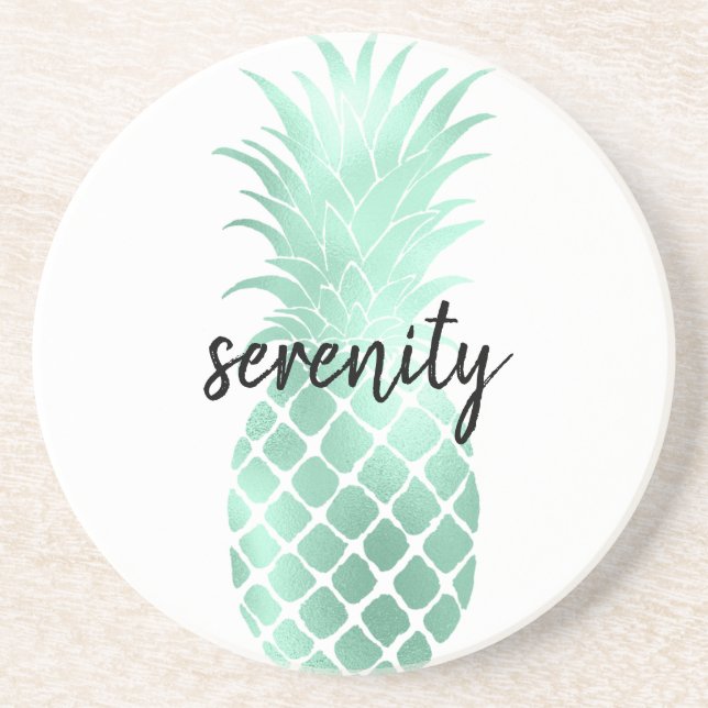 Mint Glam Glitzy Pineapple Coaster (Front)