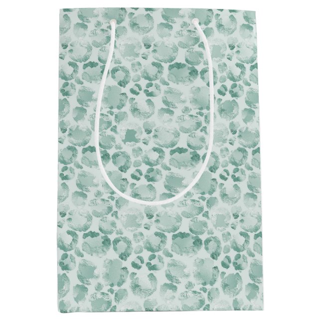 Mint Glam Leopard Print Medium Gift Bag (Front)