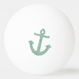 Mint Glitter Anchor Ping Pong Ball