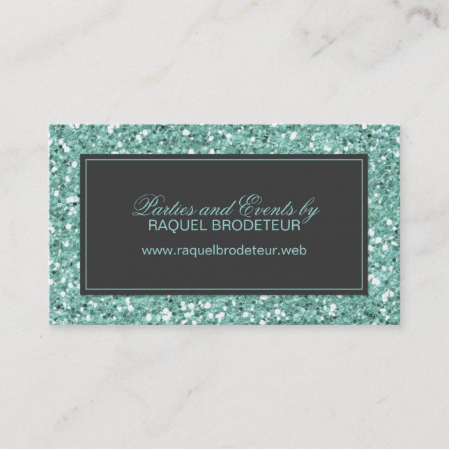 Mint Glitter Look Appointment Business Card (Front)