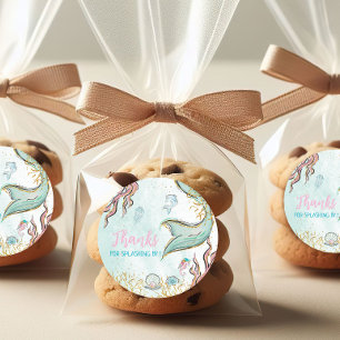 Mint Glitter Mermaid tail Thank You Classic Round Sticker