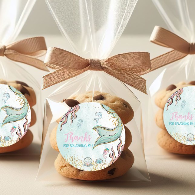Mint Glitter Mermaid tail Thank You Classic Round Sticker (Creator Uploaded)