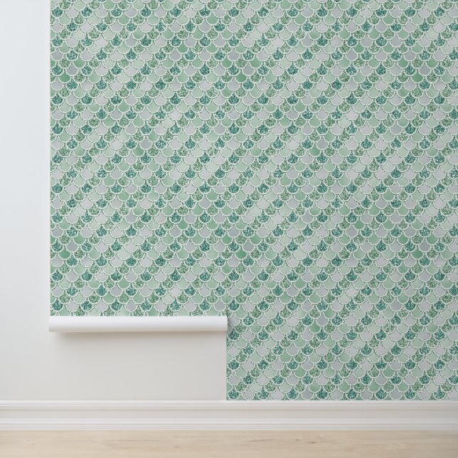 Mint Glitter Mermaid Wallpaper (Application)