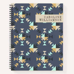 Mint Gold and Black Geometric Shapes Personalised Notebook