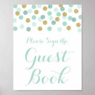 Mint & Gold Baby Shower Sign the Guest Book Sign