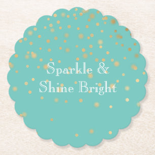 Mint Gold Confetti Paper Coaster