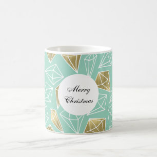 Mint Gold Diamonds Christmas Coffee Mug