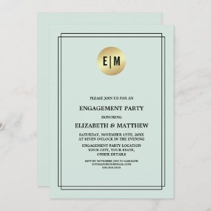 Mint   Gold Elegant Engagement Party Invitation