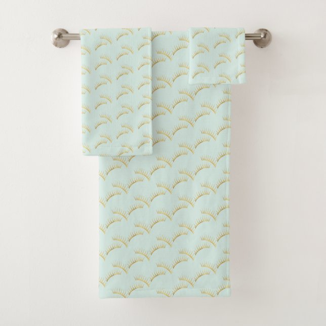Mint Gold Eyelashes Bath Towel Set (Insitu)