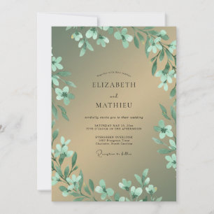 Mint Gold Foliage Eucalyptus Wedding Invitation