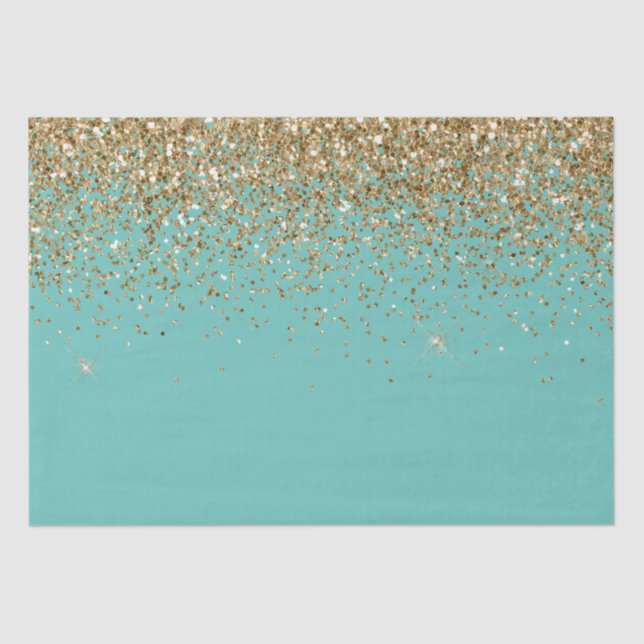 Mint Gold Glam Glitter Wedding  Tissue Paper (Front)