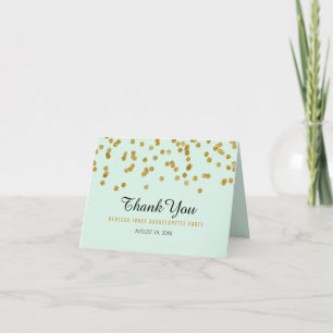 Mint Gold Glitter confetti Bachelorette Thank You Card