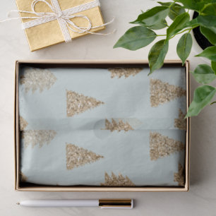 Mint Gold Glitter Glam Christmas Trees Tissue Paper