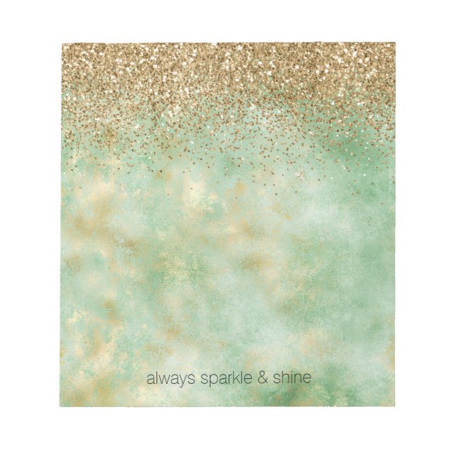 Mint Gold Glitter Notepad (Front)