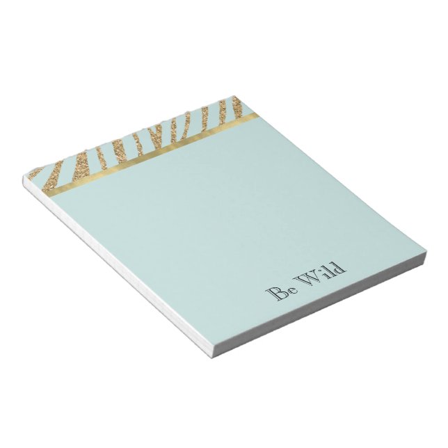 Mint Gold Glitter Zebra   Notepad (Angled)