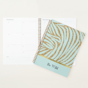 Mint Gold Glitter Zebra   Planner
